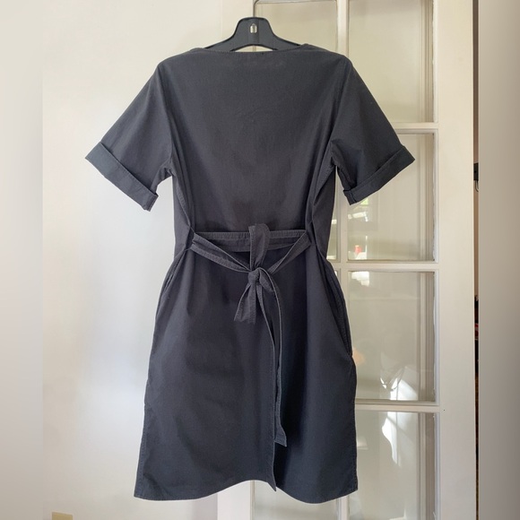 COS Charcoal Cotton Tie Waist Dress size Small - Picture 2 of 8